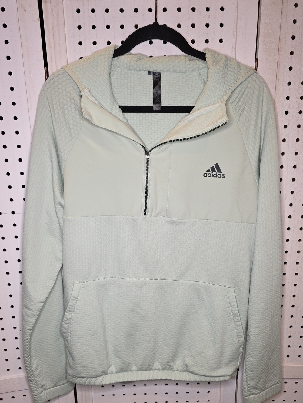 adidas Green 1/4-Zip Pullover Hoodie Golf Anorak Med